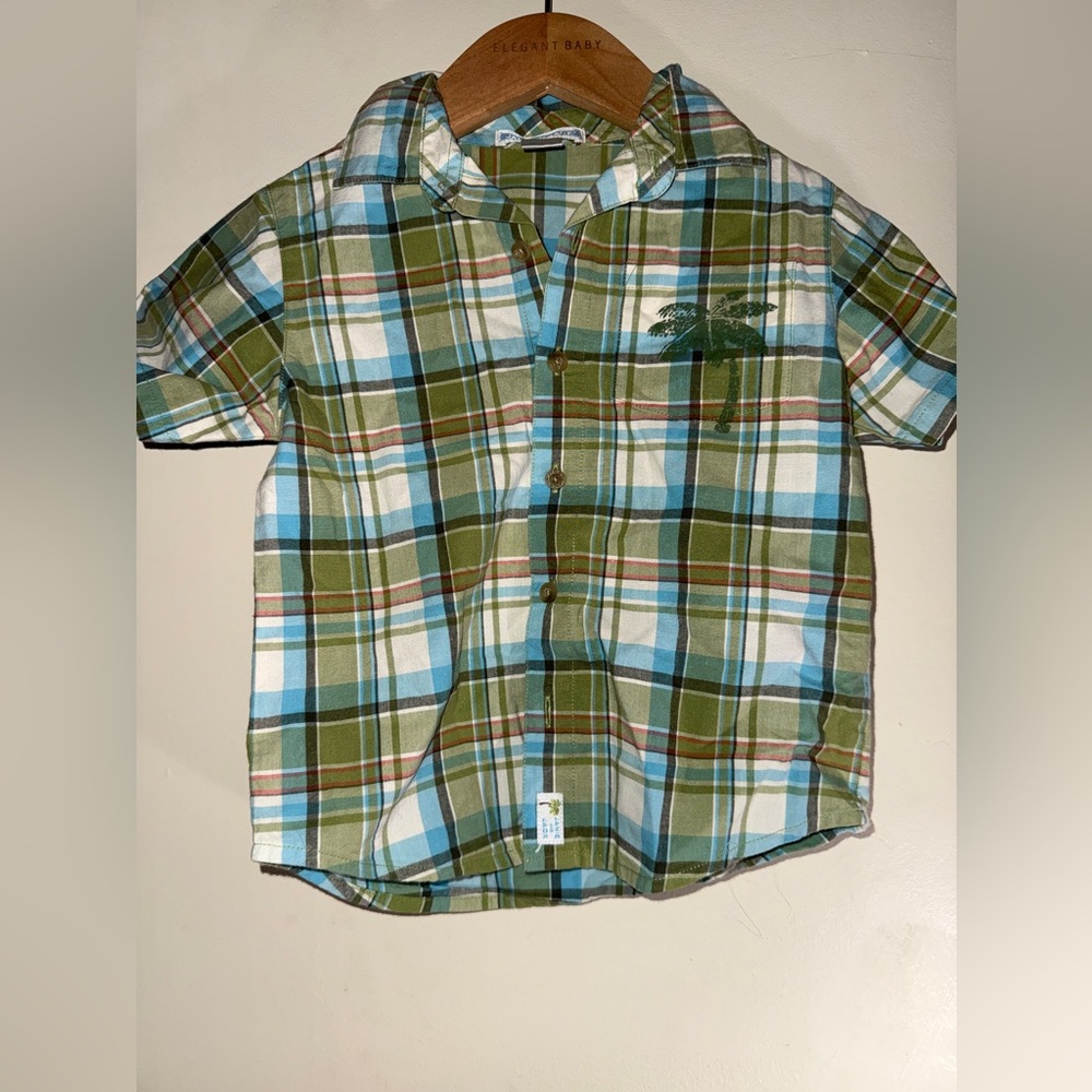 Janie and jack green and blue button up